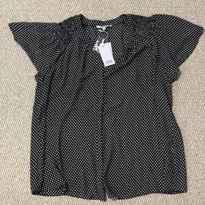 Rose & Olive Black and White Button-down Polka Dot Blouse